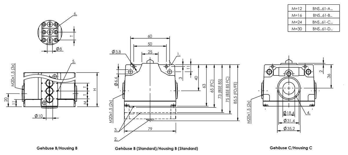 Mechanical multiple position limit switches with safety switch positions