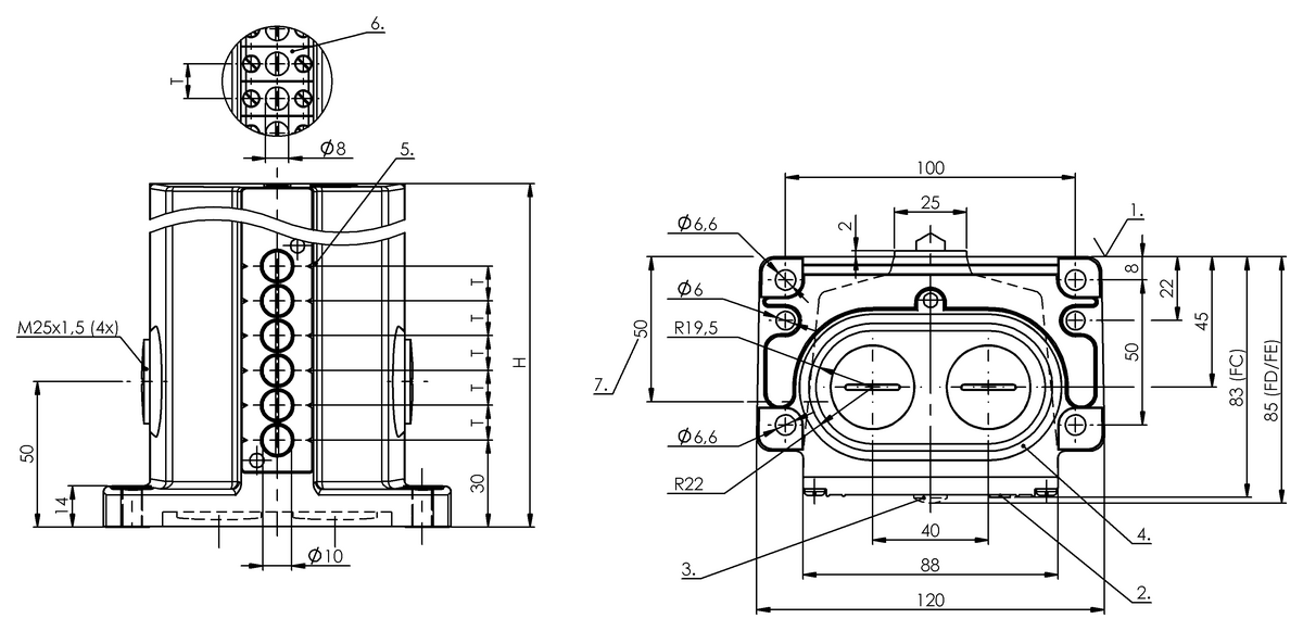 Mechanical multiple position limit switches with safety switch positions