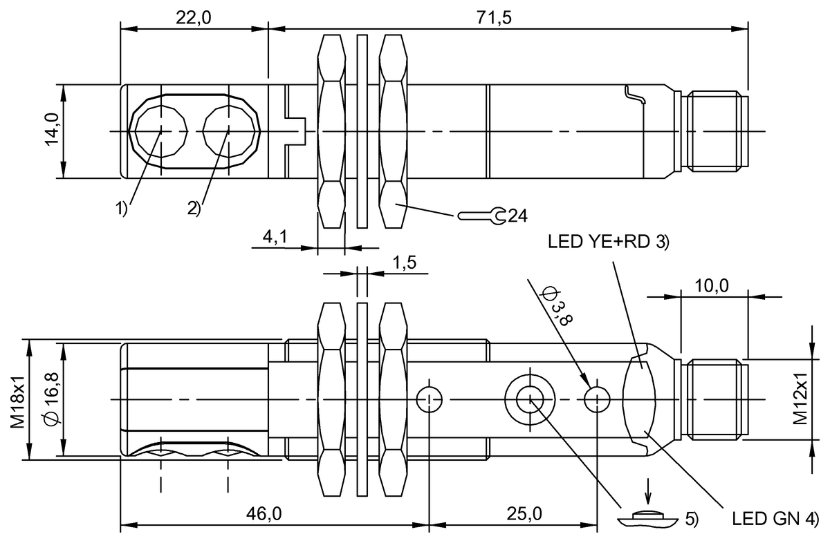 Diffuse sensor with background suppression