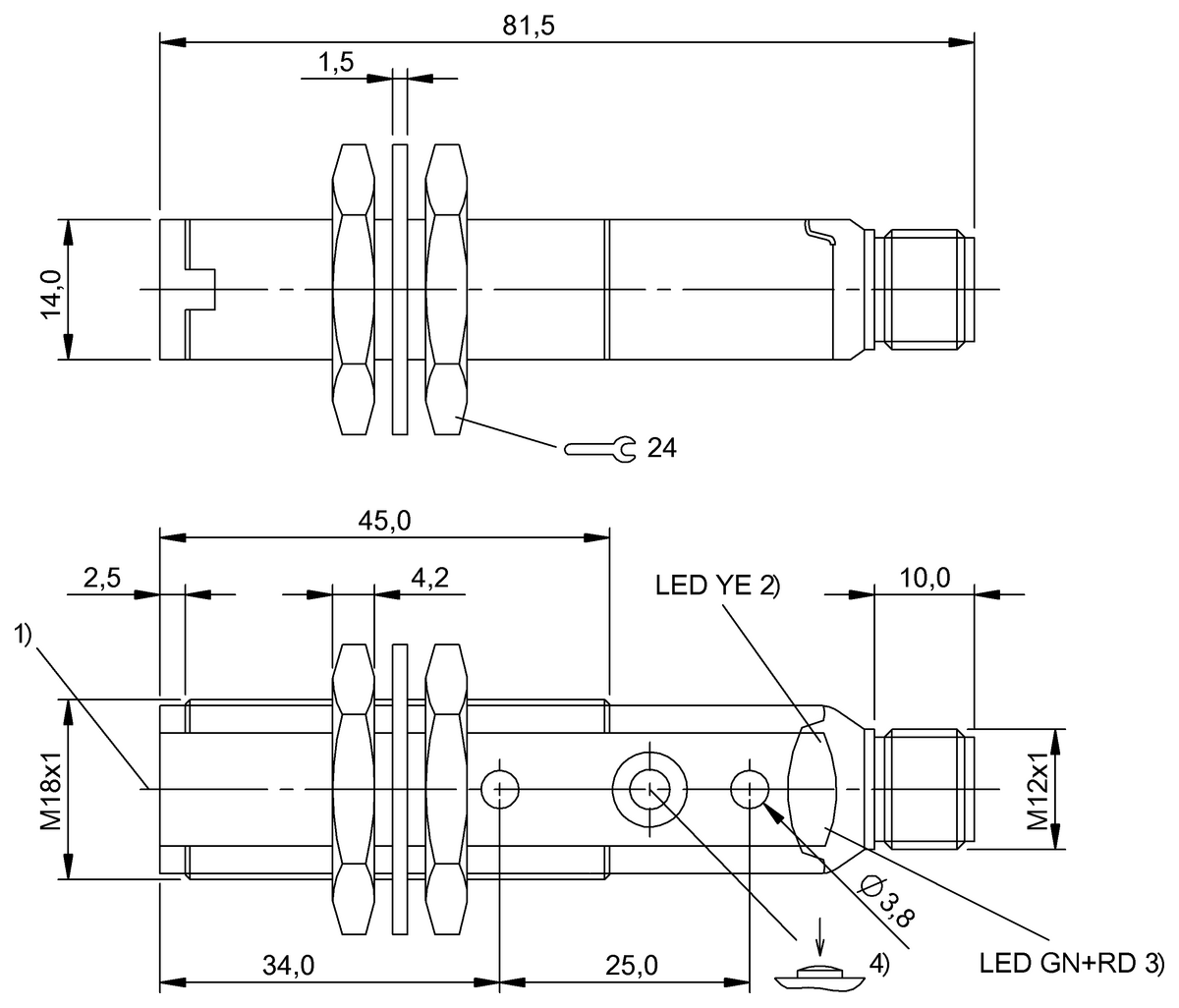 Diffuse sensor with background suppression
