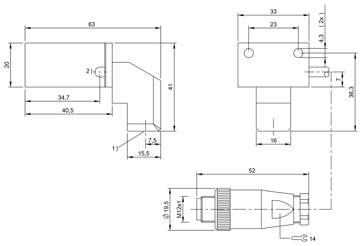 LF read/write heads/antennas (70/455kHz)