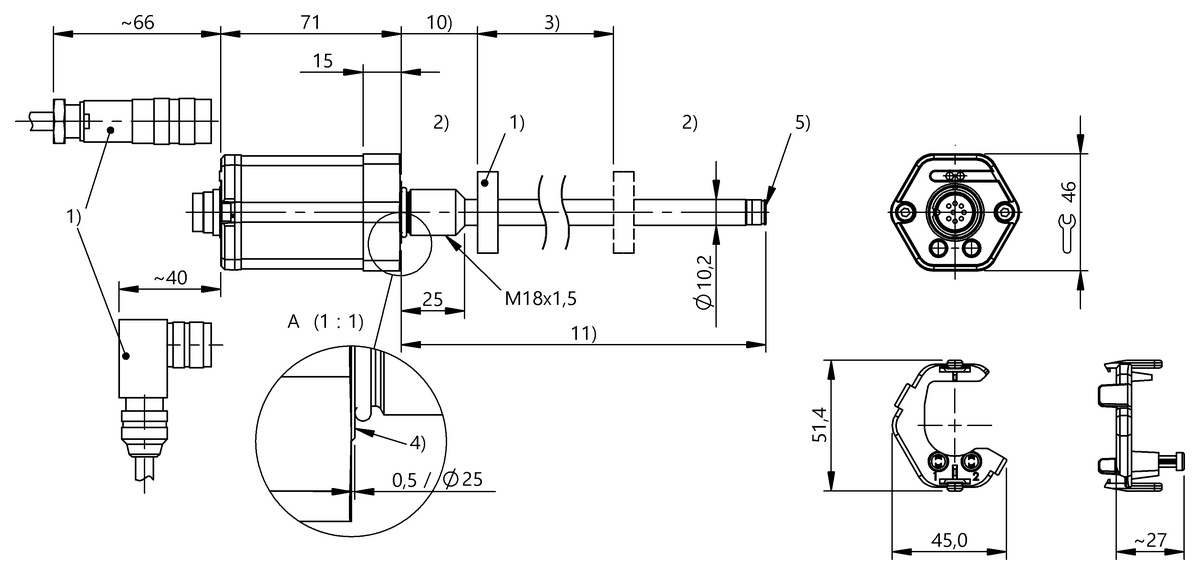 Magnetostrictive linear position sensors in rod design