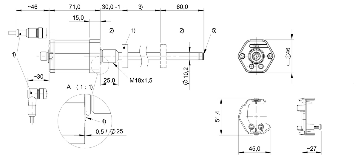 Magnetostrictive linear position sensors in rod design