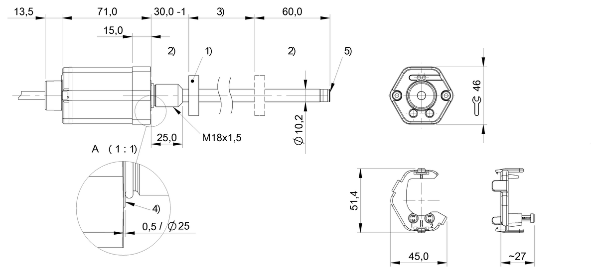 Magnetostrictive linear position sensors in rod design