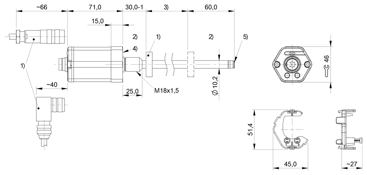 Magnetostrictive linear position sensors in rod design