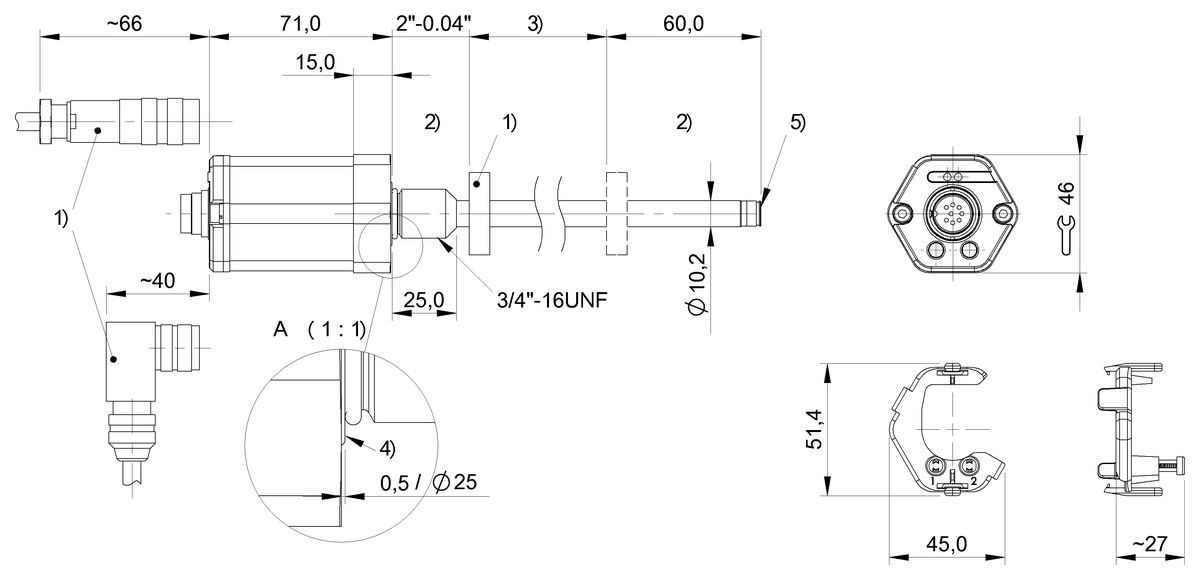 Magnetostrictive linear position sensors in rod design