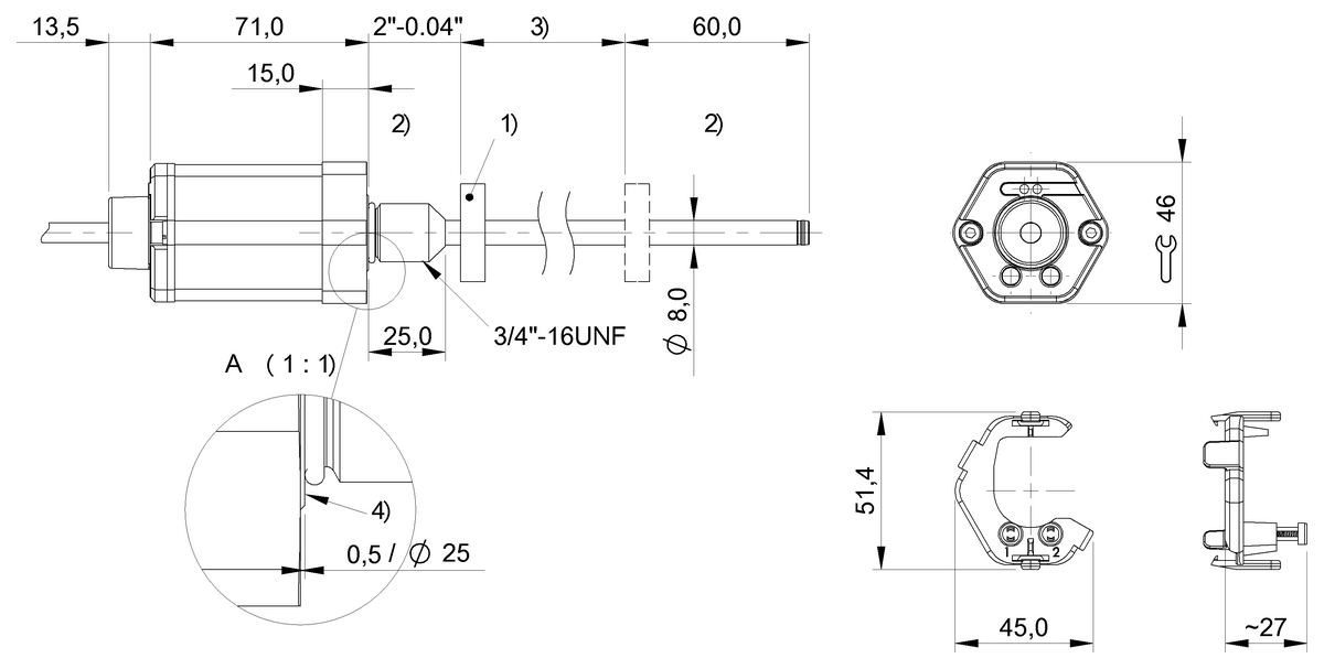 Magnetostrictive linear position sensors in rod design