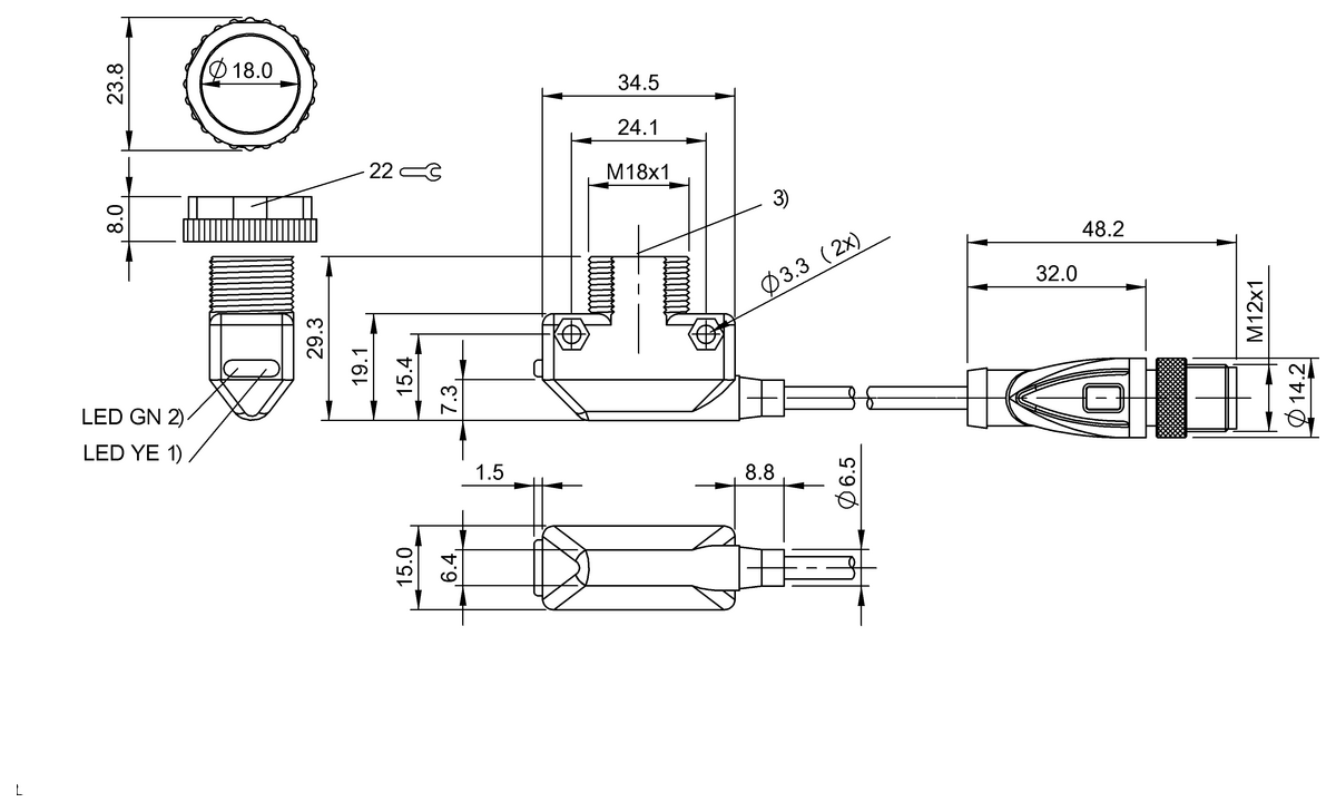 Barreras fotoeléctricas unidireccionales