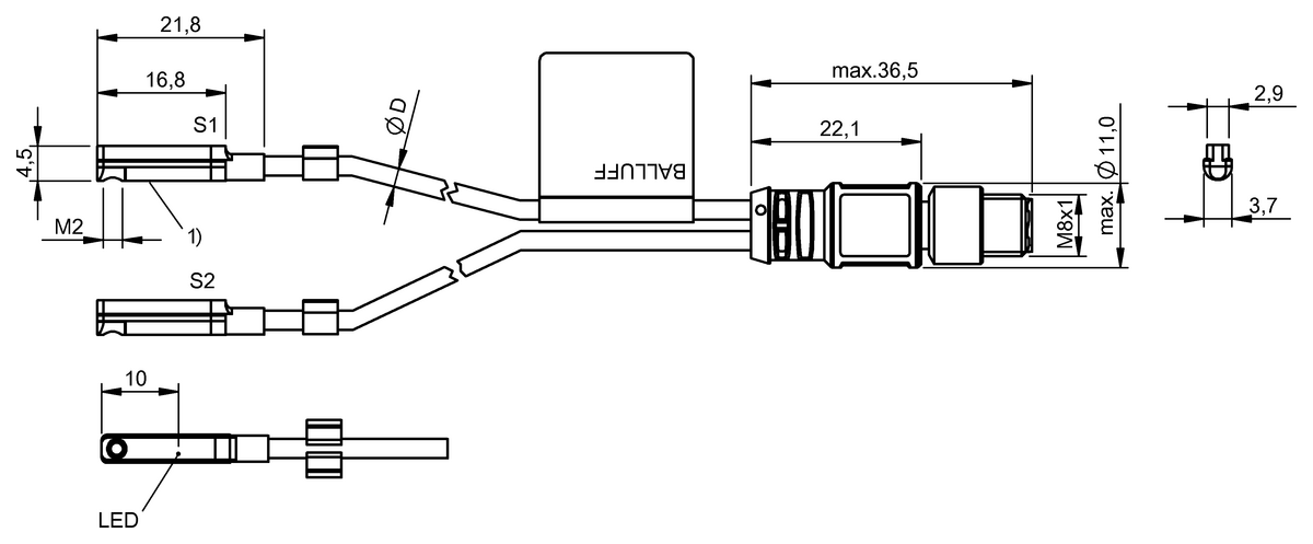 Cylinder sensors for multiple slot shapes