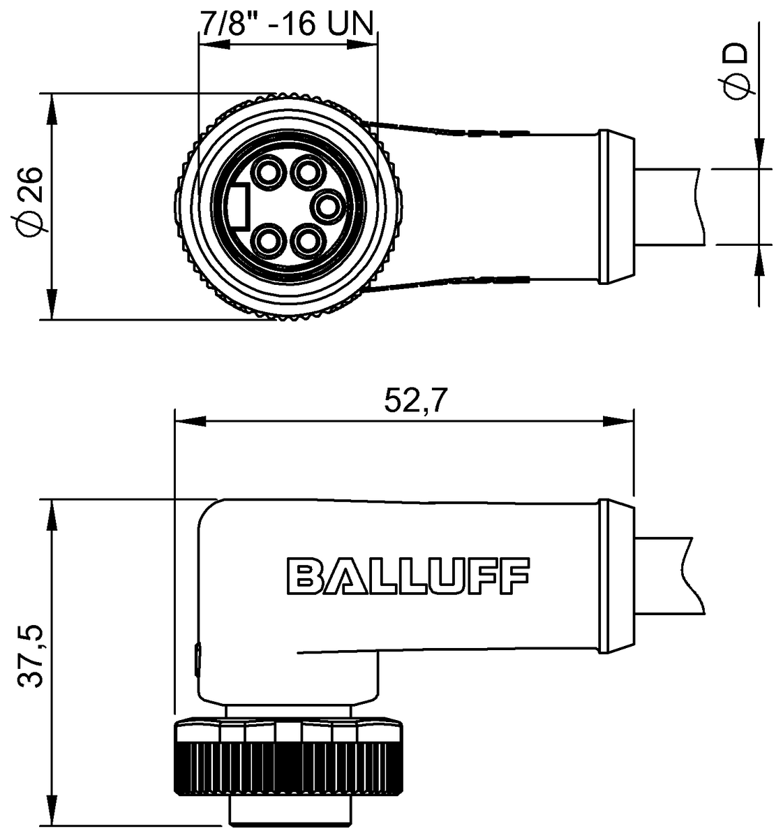 BCC08Y6 (BCC A325-0000-10-030-PS85N6-060) Single-ended