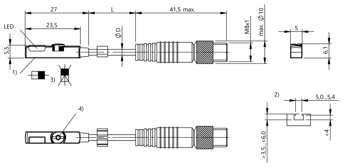 Interrupteur cylindrique pour différentes formes de rainures