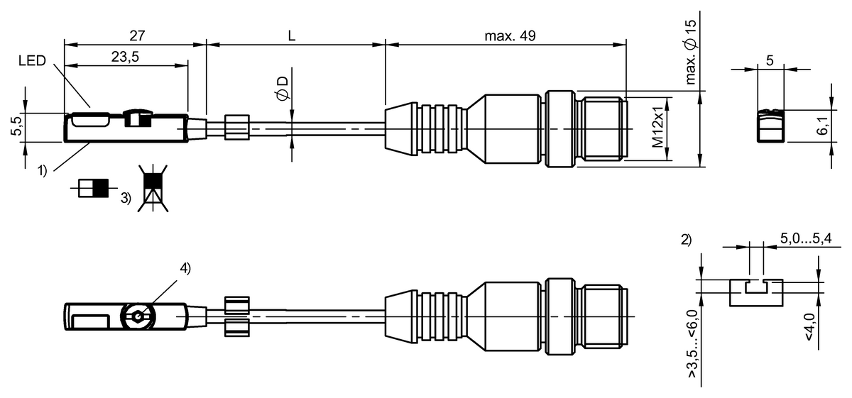 Cylinder sensors for multiple slot shapes