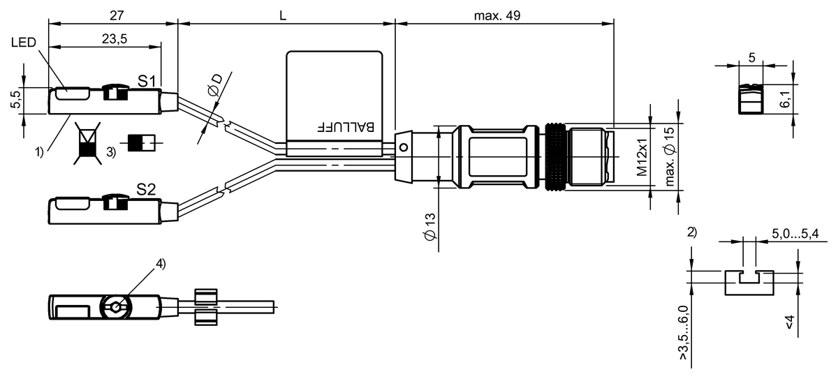 Cylinder sensors for multiple slot shapes