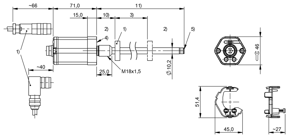 Magnetostrictive linear position sensors in rod design