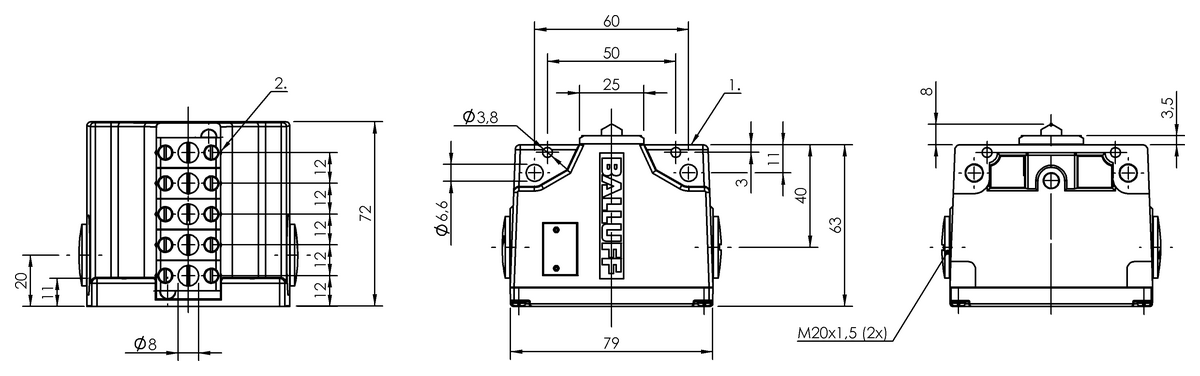 Mechanical multiple position limit switches with safety switch positions
