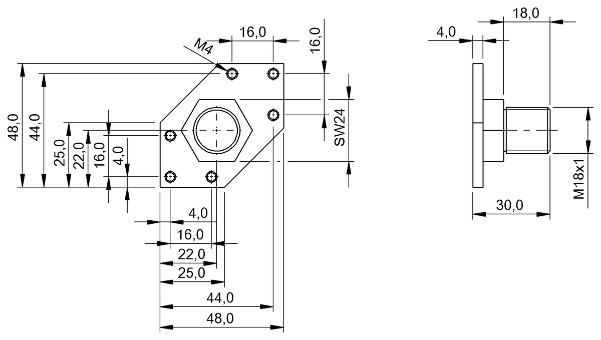 Angolare di ritegno per sensori optoelettronici