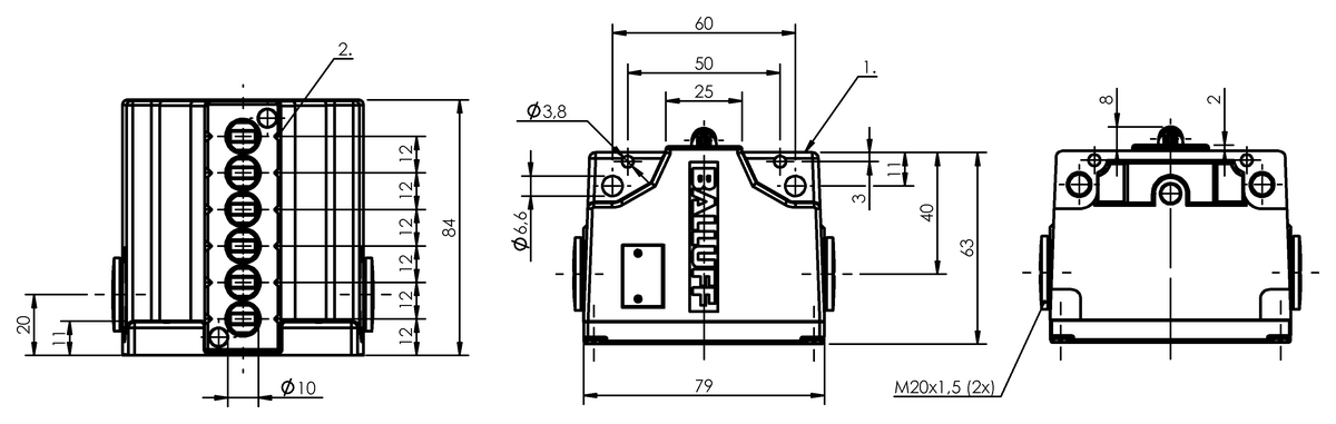 Mechanical multiple position limit switches with safety switch positions