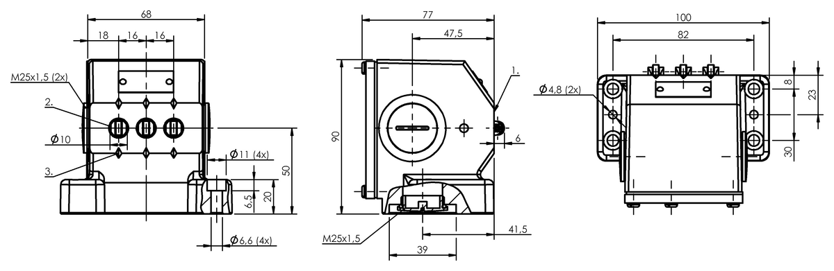 Mechanical multiple position limit switches with safety switch positions