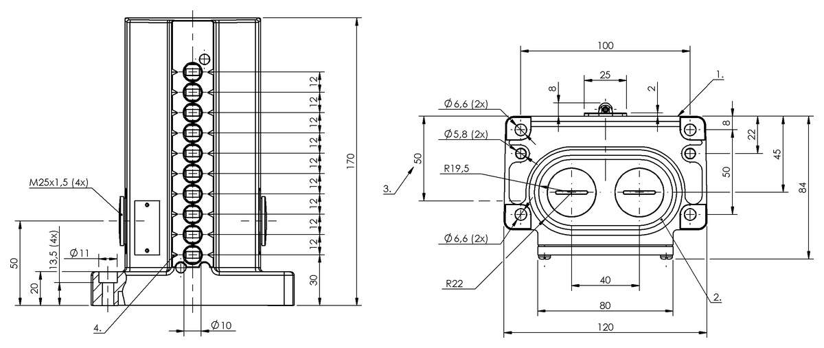 Mechanical multiple position limit switches with safety switch positions