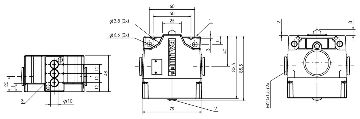 Mechanical multiple position limit switches with safety switch positions