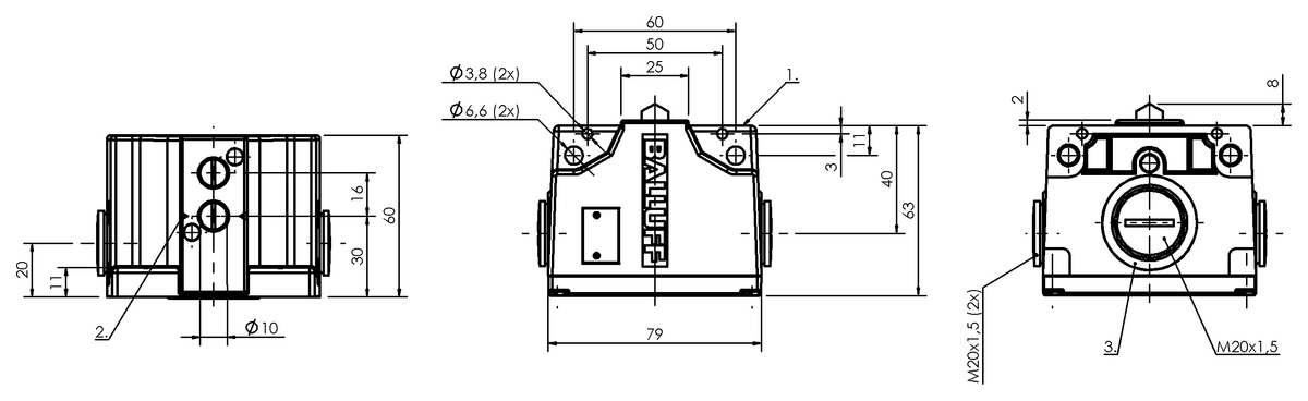 Mechanical multiple position limit switches with safety switch positions