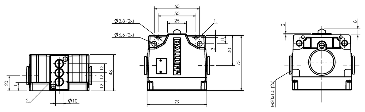 Mechanical multiple position limit switches with safety switch positions