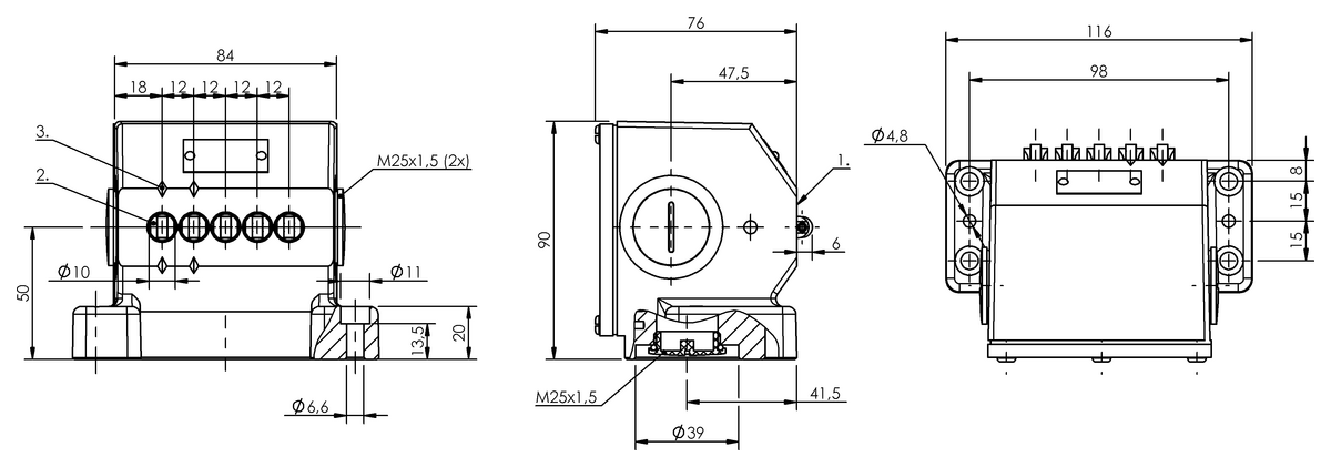 Mechanical multiple position limit switches with safety switch positions