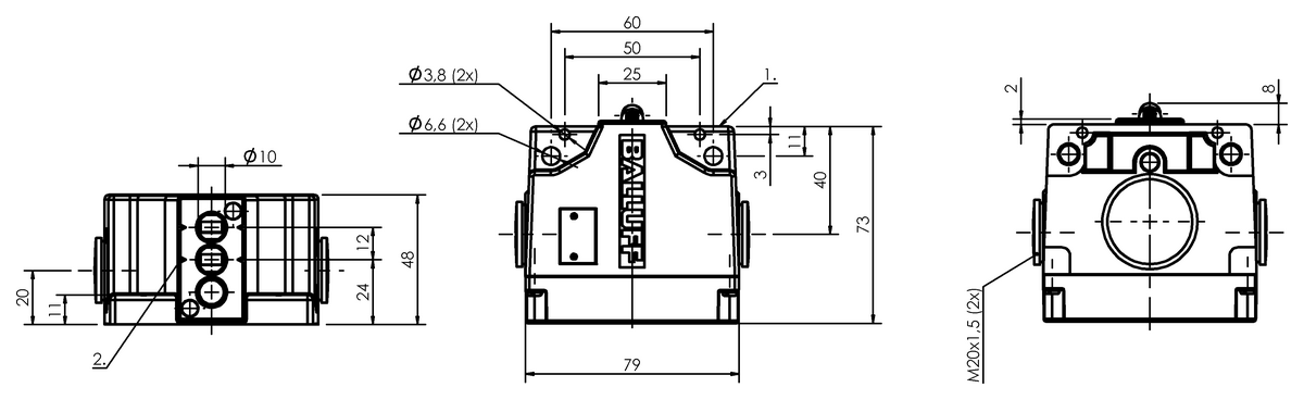 Mechanical multiple position limit switches with safety switch positions