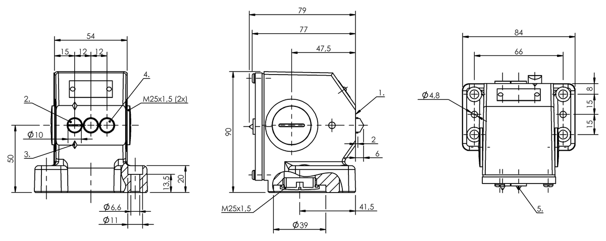 Mechanical multiple position limit switches with safety switch positions