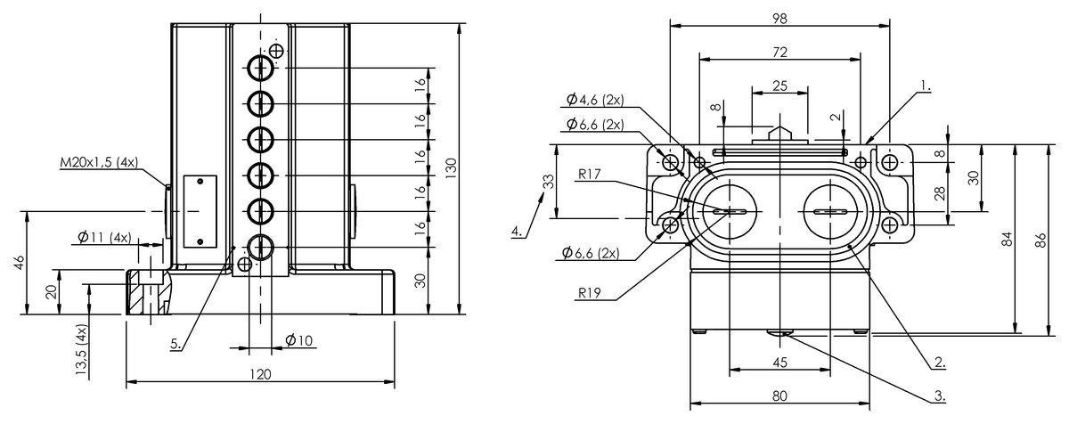 Mechanical multiple position limit switches with safety switch positions