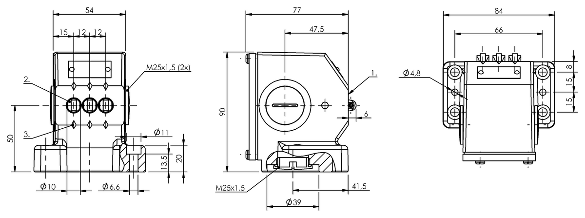 Mechanical multiple position limit switches with safety switch positions