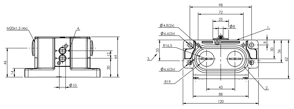 Interruttori di posizione meccanici multipli con punti di commutazione di sicurezza
