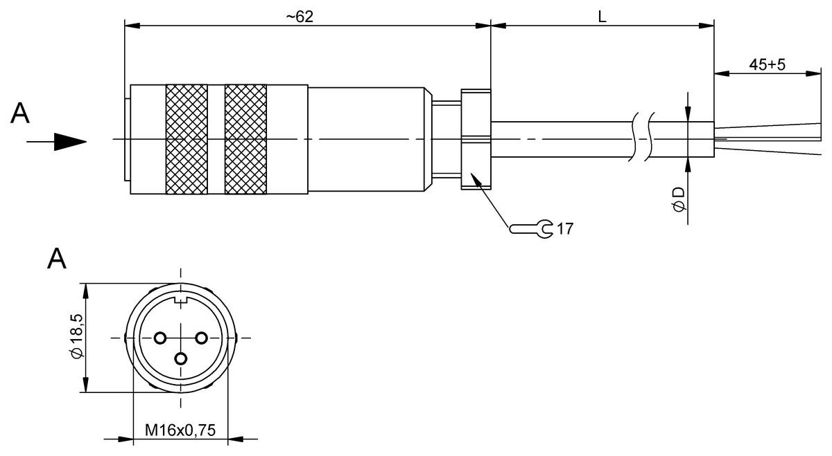 片端コネクタケーブル