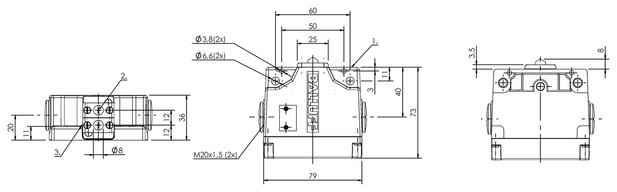 Interruttori di posizione meccanici multipli con punti di commutazione di sicurezza