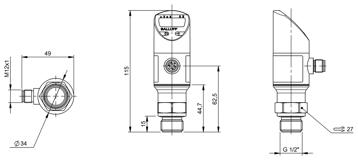 Front flush pressure sensors