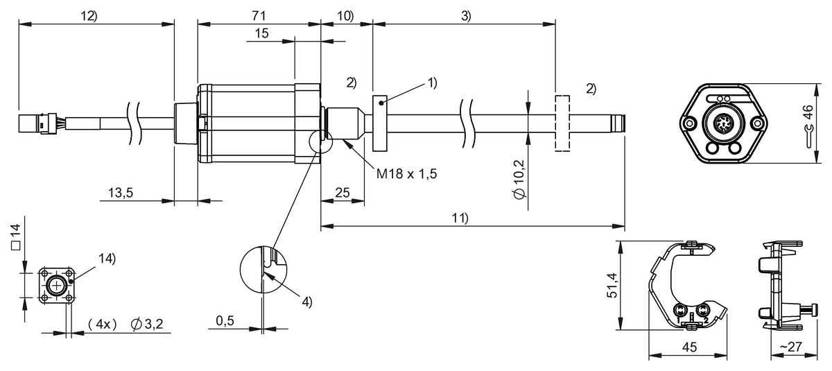 Magnetostrictive linear position sensors in rod design