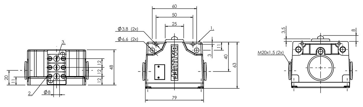 Mechanical multiple position limit switches with safety switch positions