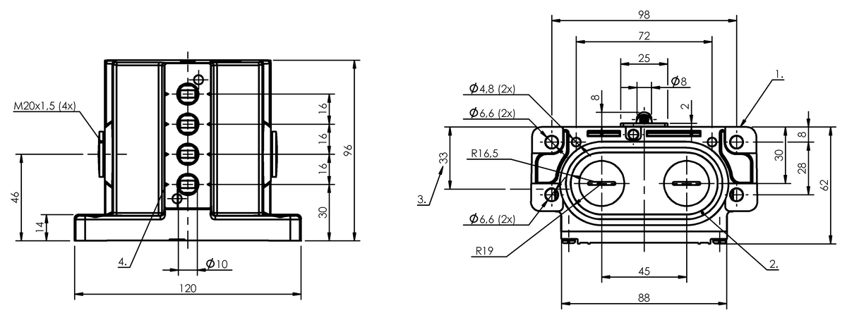 Mechanische Reihenpositionsschalter mit Sicherheitsschaltstellen