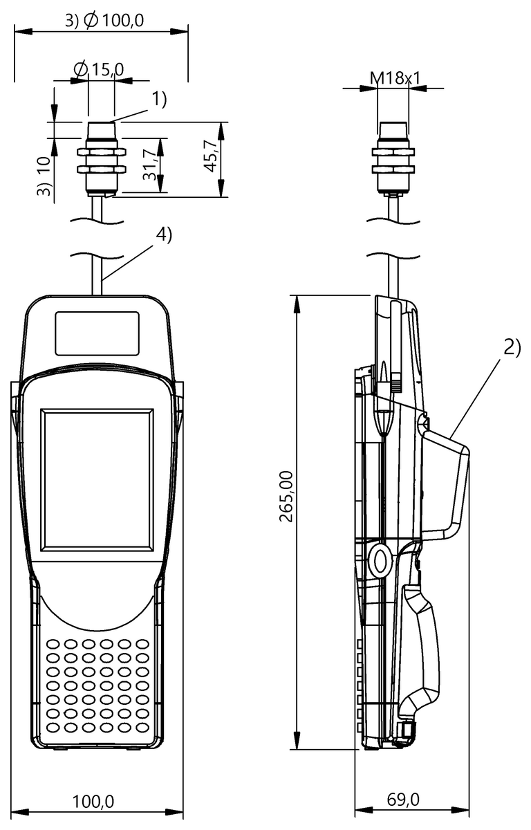 Portable HF read/write units (13.56 MHz)
