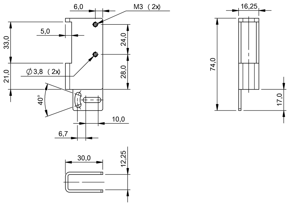 Mounting bracket for photoelectric sensors