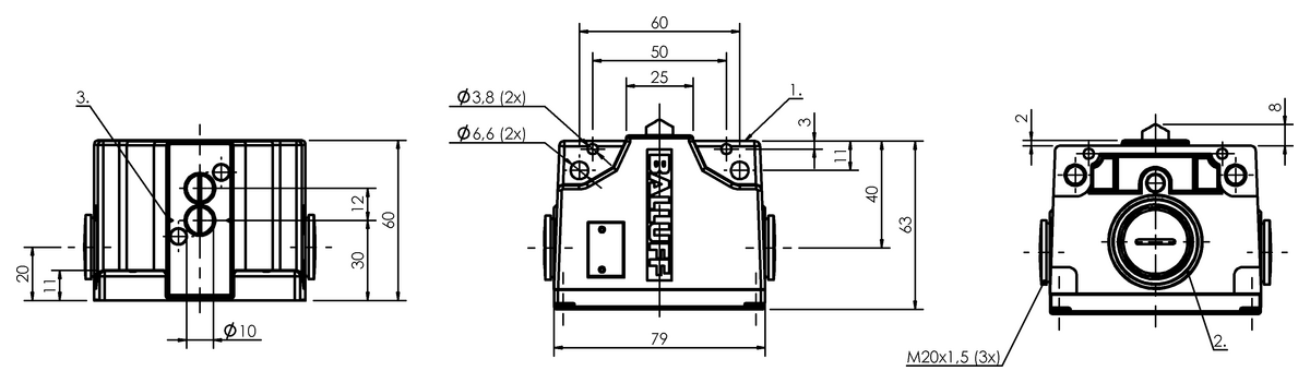 Mechanical multiple position limit switches with safety switch positions