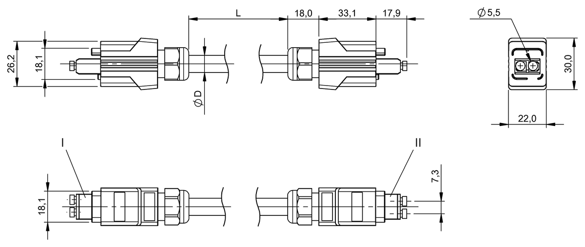 Double-ended cordsets