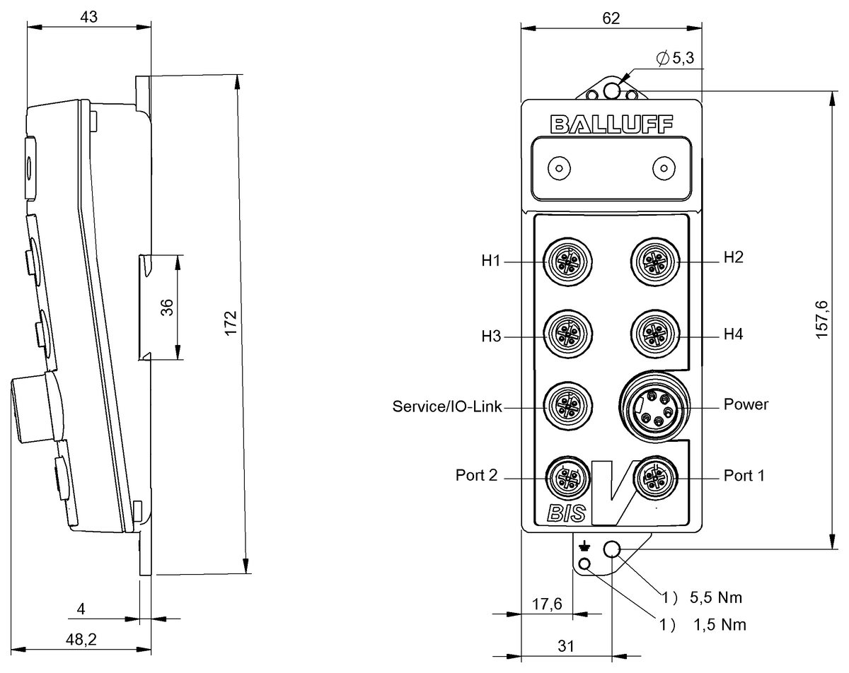 BIS013U (BIS V-6108-048-C002) HF RFID プロセッサ（13.56 MHz） - BALLUFF