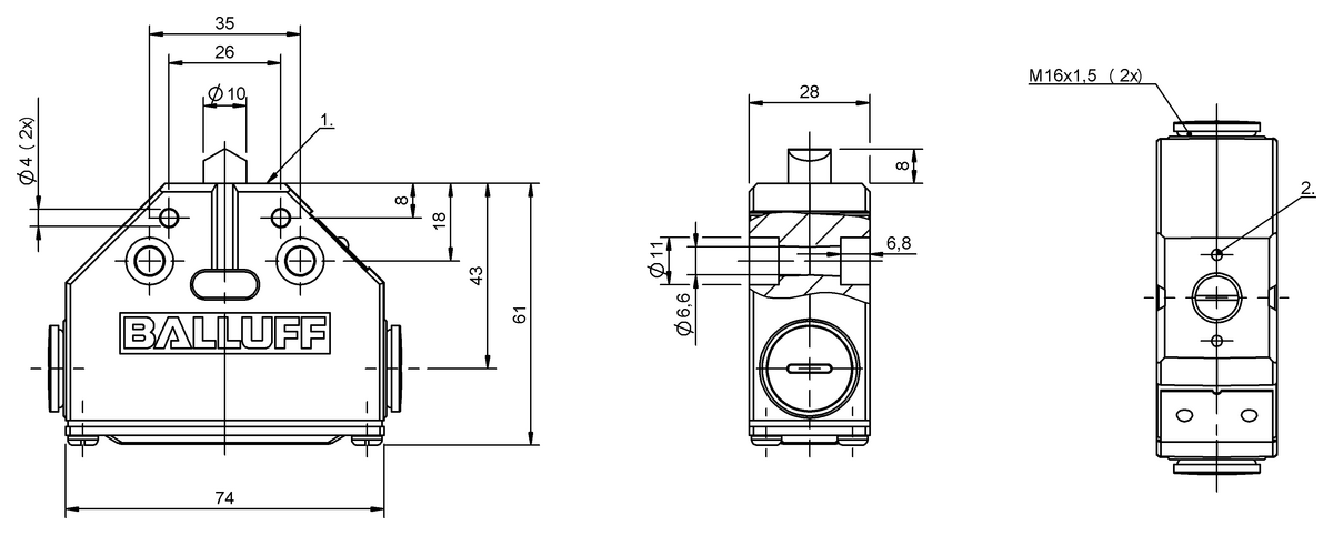 Mechanical single position limit switches with safety switch positions