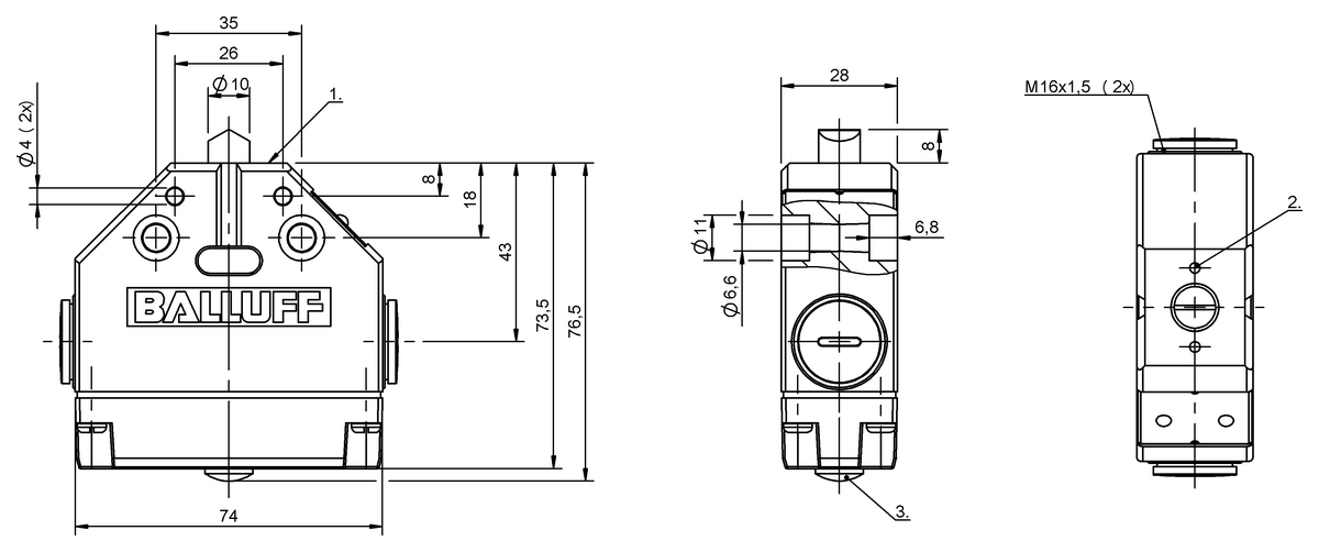 Mechanical single position limit switches with safety switch positions