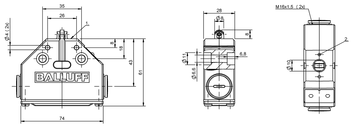 Mechanical single position limit switches with safety switch positions
