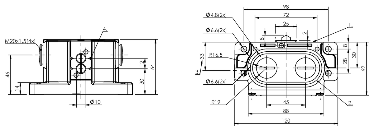 Interruttori di posizione meccanici multipli con punti di commutazione di sicurezza