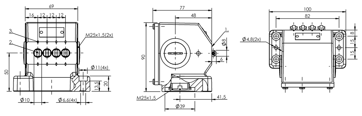 Mechanical multiple position limit switches with safety switch positions