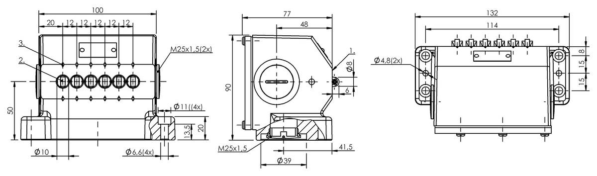 Mechanical multiple position limit switches with safety switch positions