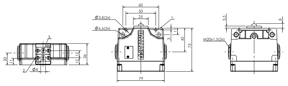 Mechanical multiple position limit switches with safety switch positions